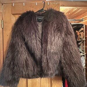 Zara Faux Fur Brown Coat L